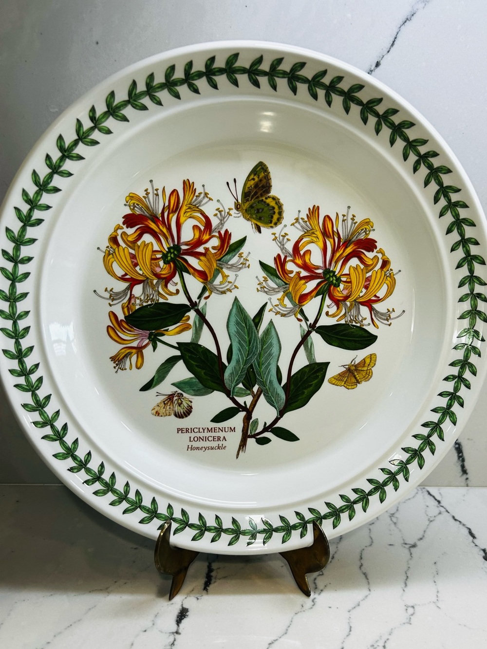 Portmeirion Botanic Garden Honeysuckle Plate in White, Green and Yellow